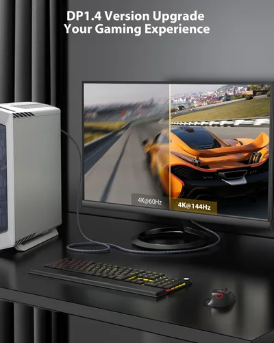 Miniatura 5 de Maxonar USB C a DisplayPort con certificado VESA, 8K 60Hz Tipo C a DP Cable no bidireccional 6.6FT/2M (4K 60Hz 144Hz 120Hz) 32.4Gbps 1.4 HBR3 Modo