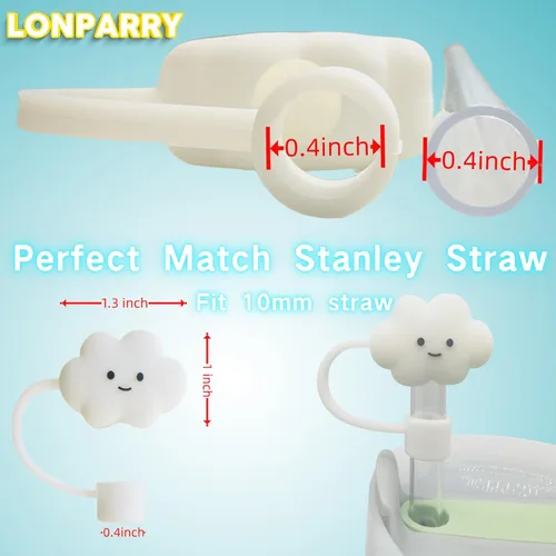 Miniatura 2 de LONPARRY Paquete de 4 Tapas de Silicona para Pajitas para Vaso Stanley, Se Adaptan a Pajitas de 0.4 Pulgadas, Tapas Reutilizables - 1 Ballena+1