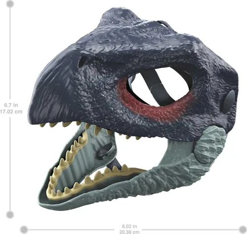 Miniatura 3 de Mattel Jurassic World Dominion Máscara de dinosaurio, juguete de dinosaurio Therizinosaurus y accesorio de disfraz con mandíbula de apertura