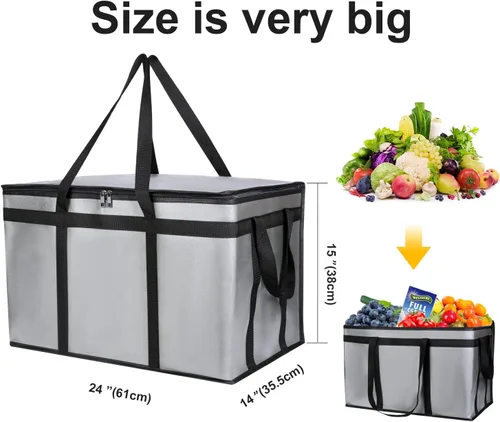 Miniatura 6 de musbus Bolsa de entrega de alimentos con aislamiento prémium XXL – 23 x 14 x 15 pulgadas, bolsa impermeable de suministro de catering para entrega
