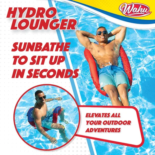 Miniatura 4 de Wahu Hydro Lounger - Flotador versátil para tomar el sol, tumbona inflable para playa y piscina con válvula de inflado/desinflado, rojo/azul