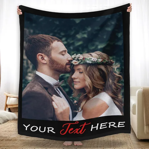 YESCUSTOM Manta de fotos personalizada con tus fotos y textos, fabricada en Estados Unidos, regalo para esposas amigas para vacaciones, cumpleaños,