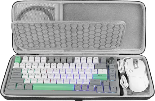 GEEKRIA Estuche de transporte combinado de teclado y mouse con 75 %, compatible con AULA F75 Pro/S75 PRO, Keychron K2 versión 2/Q1 HE, ASUS ROG