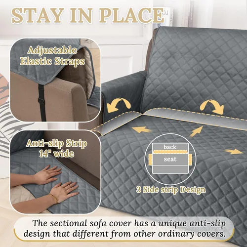 Miniatura 4 de HDCAXKJ Funda seccional de esquina impermeable para sofá de terciopelo en forma de L, fundas para sofá para mascotas, perros, suaves, resistentes