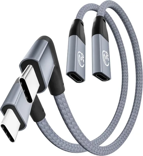Miniatura 12 de UseBean Cable de extensión USB C en ángulo recto de 0.6 pies, 90 grados USB-C 3.2 Gen 2 20Gbps macho a hembra tipo C 4K cable extensor de video
