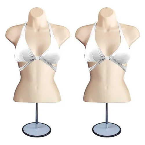 Miniatura 29 de DisplayTown - Maniquí femenino con torso y soporte de metal, parte trasera hueca, cuerpo apilable, forma para exhibir camisetas, mostrador