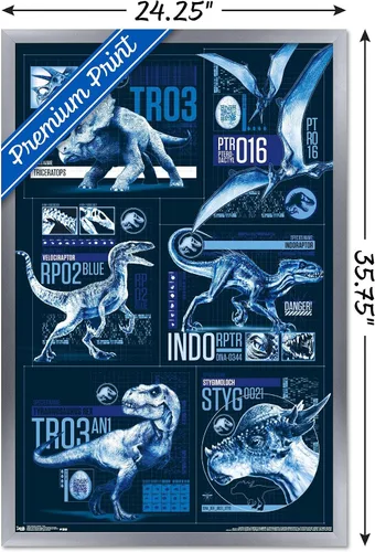 Miniatura 16 de Trends International Jurassic World: Fallen Kingdom - Póster de pared con cuadrícula, 14.725 x 22.375 pulgadas, versión enmarcada de madera