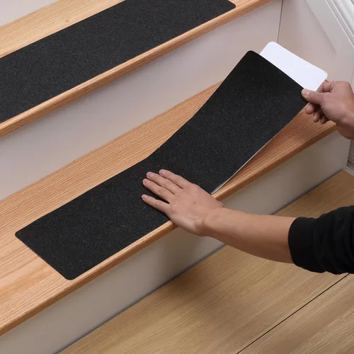 Miniatura 11 de MBIGM Paquete de 8 peldaños antideslizantes para escaleras al aire libre, tiras adhesivas antideslizantes de 6 x 24 pulgadas, tracción resistente