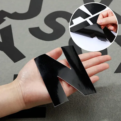 Miniatura 3 de Panelee 145 calcomanías de letras grandes de 4 pulgadas para tablones de anuncios, calcomanías de vinilo del alfabeto, autoadhesivas para Negro