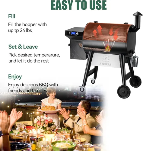 Miniatura 7 de Z GRILLS Parrilla de pellets de madera y ahumador, parrilla de barbacoa 8 en 1 para exteriores con controlador PID 3.0, área de cocción de 697 pies