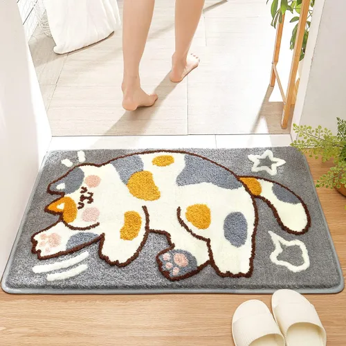 Bonita alfombra de baño de 16 x 24 pulgadas para baño y dormitorio, antideslizante, absorbente, de microfibra suave, lavable a máquina, alfombra de