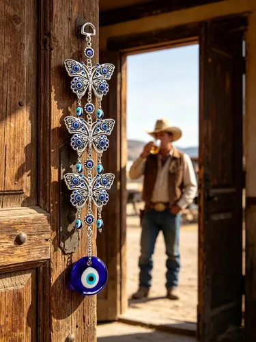 Miniatura 6 de Decoración colgante de mariposa azul contra el mal de ojo, amuleto nazar para colgar en la pared, protección del hogar y decoración de bendición