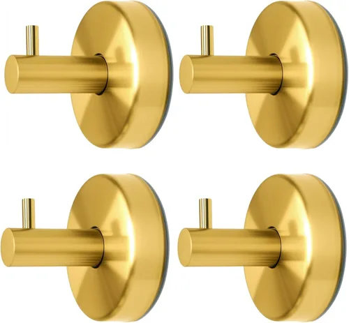 Miniatura 8 de Paquete de 4 ganchos adhesivos dorados para toallas, ganchos autoadhesivos de acero inoxidable para abrigo, gancho para colgar en la pared