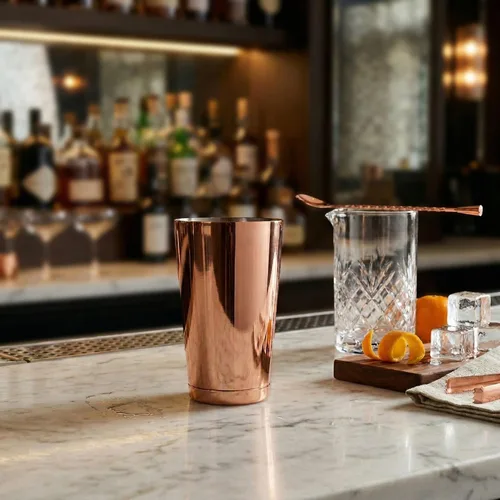 Miniatura 3 de Restaurantware Bar Lux Boston Shaker de 16 onzas, 1 coctelera chapada en cobre, parte inferior con peso sin fugas, mezclador de bebidas Martini