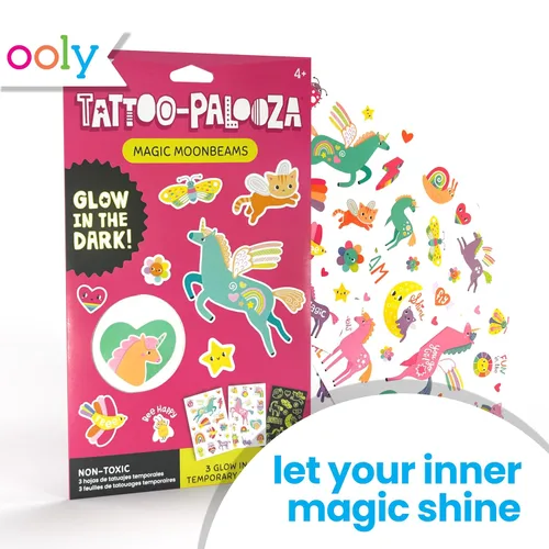 Miniatura 4 de Ooly Más de 40 tatuajes temporales que brillan en la oscuridad para niños, tatuajes temporales seguros y no tóxicos, regalos de fiesta para niños