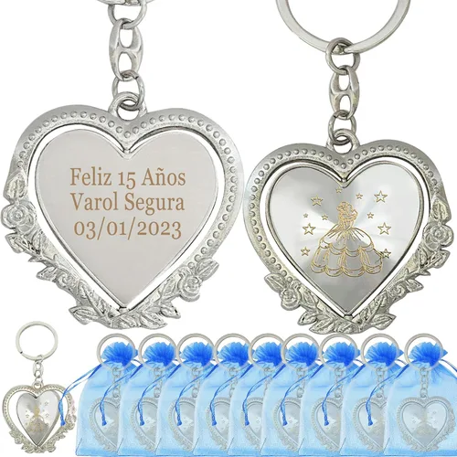 Miniatura 18 de 12 piezas personalizado Quinceañera Recuerdos Para Quinceañera Corazón llaveros Dulce 16 Quinceañera Rojo