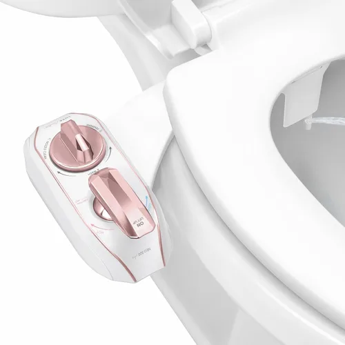 LUXE Bidet NEO 320 Plus - Agua tibia, boquilla doble, accesorio de bidé no eléctrico para asiento de inodoro, instalación deslizante patentada, Oro