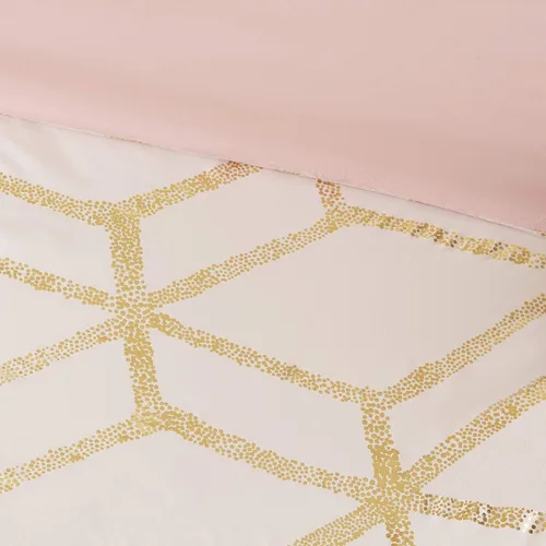 Miniatura 13 de Comfort Spaces Vivian juego de edredón ultra suave para todas las estaciones, ligero y moderno, ropa de cama con estampado geométrico, metálico