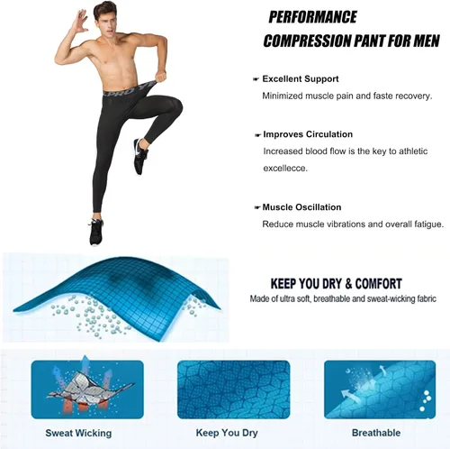 Miniatura 42 de SPVISE Pantalones de compresión para hombre, leggings para deportes, gimnasio, mallas atléticas frescas y secas, capa base para correr, fútbol