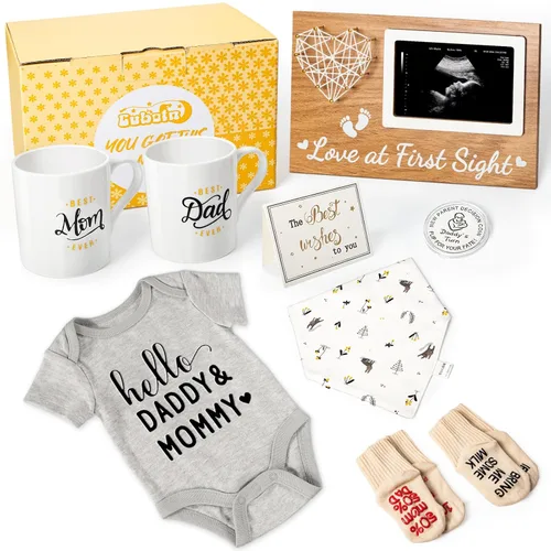 Regalos de embarazo para madres primerizas – Juego de regalo para padres recién nacidos, anuncio de embarazo, cesta de baby shower, tazas para mamá