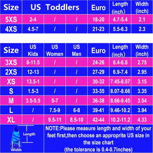 Miniatura 100 de Gugmoy Kids Swim Fins,Comfortable Silicone Flippers for Swimming and Diving,Size Suitable Beginners Kids Girls Boys Adults