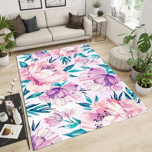 Miniatura 8 de Alfombra de área de flores simples moradas, alfombra abstracta degradada para interiores, decoración de sala de estar, cálida, suave, duradera