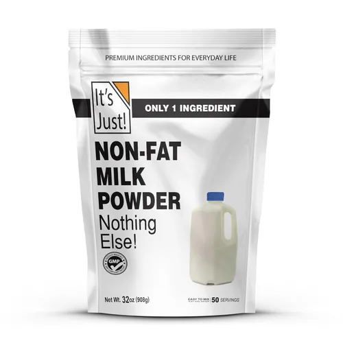 Miniatura 9 de It's Just - Leche entera en polvo, 2 libras, sin hormonas rBST/rBGH, estable en estante, solo añadir agua, fabricada en EE. UU, leche en polvo seca