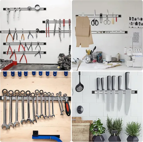 Miniatura 6 de 6 Piezas Tiras Magnéticas de Soporte de Herramientas de 18", Barra Magnética de Herramienta de Superficie de Acero Inoxidable, Estante Organizador
