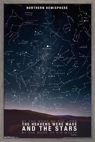 Póster de pared de The Stars, 22.4 pulgadas de largo x 14.7 pulgadas de ancho, versión enmarcada de madera de granero