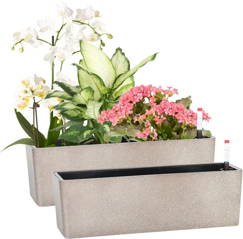 Miniatura 12 de Macetas alargadas con autorriego para ventana, de 5.5 x 16 pulgadas, para interiores, hogar, jardín, maceta decorativa moderna para todas