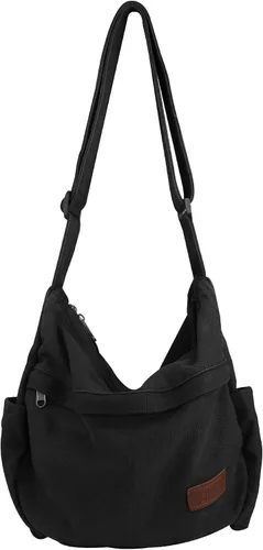 Bolso bandolera grande de lona con múltiples bolsillos para hombres y mujeres, bolso cruzado de hombro para laptop