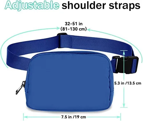 Miniatura 66 de Cangurera cruzada para mujer, mini bolsa para cinturón de 1 litro con correa ajustable de 32 a 51 pulgadas, bolsa de cintura pequeña para viajes