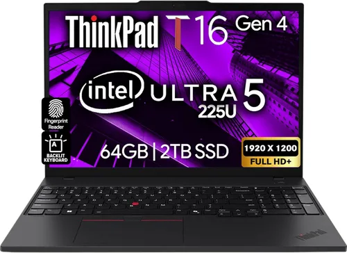 Miniatura 15 de Lenovo ThinkPad T16 Gen 4 - Laptop de negocios con pantalla 16 FHD+, Intel Ultra 5-225U (Beats i7-1355U), 16 GB DDR5 RAM, 512 GB SSD, cámara web