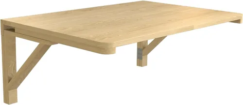 Miniatura 4 de MM MELISEN Escritorio plegable de madera, mesa plegable de montaje en pared natural de 29.5 x 19.6 pulgadas para espacios pequeños. Perfecto como un