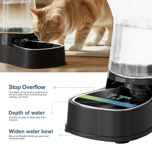 Miniatura 4 de Dispensador automático de agua por gravedad para perros, tazón dispensador de agua de acero inoxidable de 1 galón para perros y gatos, dispensador