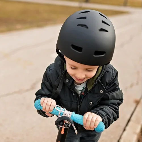 Miniatura 5 de Casco de bicicleta para niños de Banzk, para edades 3-5-8-14+, para niñas y niños, casco con rodilleras, coderas y muñequeras, ventilación, #5 negro