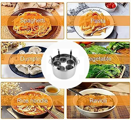 RSBFER Olla de pasta de acero inoxidable, 3/4/5 agujeros, olla de pasta de acero inoxidable e inserto, cesta de colador, utensilios de cocina para