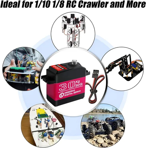 Miniatura 8 de Servo motor de 66.1 lbs Servo digital de alto par RC piezas para automóviles RC a escala 1/10 y Crawlers Slash 4x4 4x4 VXL TRX-4 SCX10 III