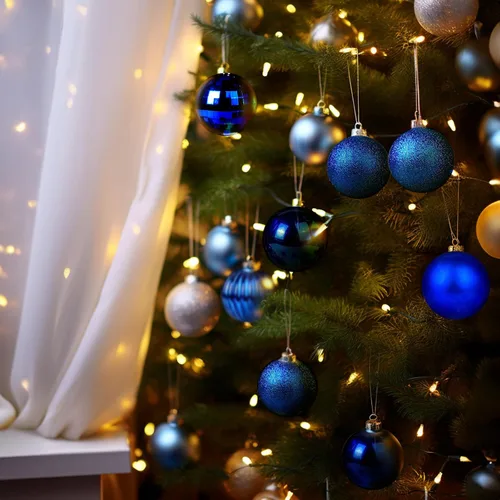 Miniatura 14 de AMS Esferas de Navidad de 2.36 pulgadas/60mm, 34 unidades, adornos grandes, decoraciones para fiestas, inastillables, colgantes festivos para Negro