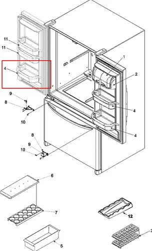 Miniatura 2 de Estante de repuesto para refrigerador Whirlpool WRF535SMBW00 WRF540CWBW00 WRF535SWHW00 WRF535SMBM00 WRF532SMBB00 WRF532SMBB01 WRF532SMBM00