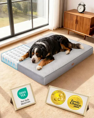Miniatura 22 de OhGeni Cama ortopédica impermeable para perros pequeños, funda extraíble lavable a máquina en tela fácil de limpiar, espuma de alta densidad y asa