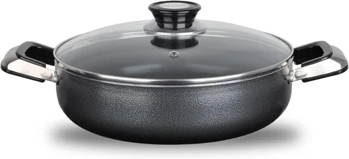 Miniatura 18 de Alpine Cuisine Olla antiadherente de 5 cuartos con tapa de vidrio templado y asas de transporte, utensilios de cocina multiusos, horno holandés