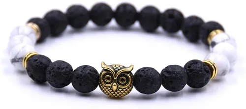 Miniatura 2 de JOYA GIFT Juego de pulseras para parejas con dije de búho, pulseras de piedra de la suerte con energía curativa