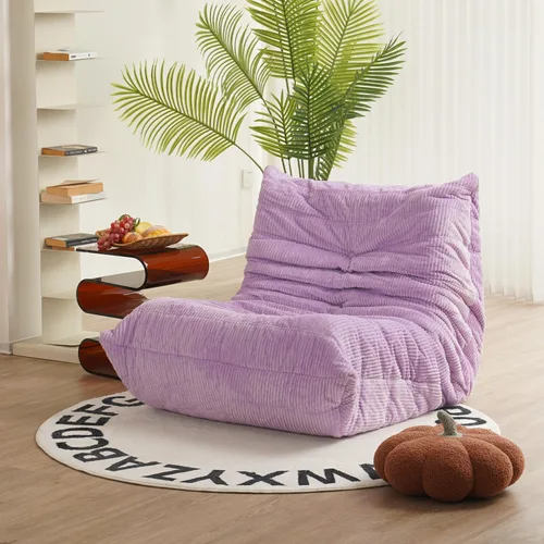 Miniatura 12 de N&V Sofá de suelo sin brazos de mediados de siglo, silla de pana suave de alta calidad, silla decorativa de espuma para sala de estar, dormitorio