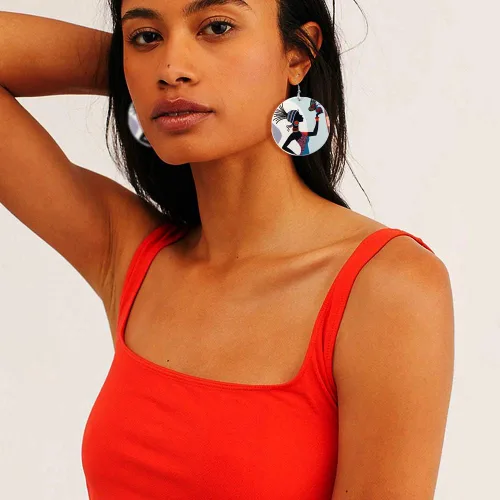 Miniatura 3 de BOMAIL - 20 pares de aretes de madera africana para mujer, redondos, pintados, con estilo étnico