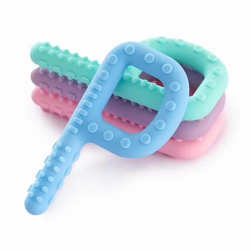 Juguetes sensoriales para masticar para niños autistas, paquete de 4 juguetes de dentición en forma de P, mordedores de bebé, juguetes para masticar