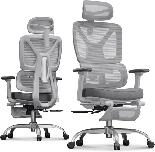 Miniatura 25 de FLEXISPOT ErgoX Premium - Silla de Oficina Ergonómica Premium con Reposapiés - Reposabrazos 3D Ajustables, Soporte Lumbar Dinámico, Función de Crema