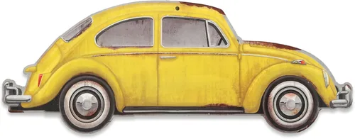 Miniatura 7 de Volkswagen Happy Hippy Letrero Redondo de Metal - Divertido Letrero de VW Beetle para Garaje o Cueva del Hombre Naranja