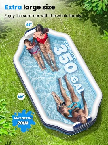 Miniatura 2 de VISTOP Piscina inflable para niños y adultos Piscina grande gruesa de gran tamaño con asientos y respaldos, piscina de agua inflable de verano