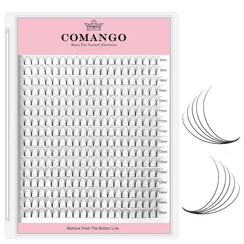 Miniatura 22 de CoMango Extensiones de pestañas de volumen 3D/4D/5D/6D/10D, grosor de 0.003 in, rizo C/D, tallo corto de 0.315-0.591 in, extensiones de pestañas